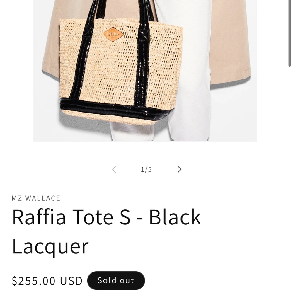 MZ Wallace Black and Tan Raffia Tote